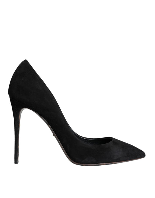 Dolce & Gabbana Black Suede Leather High Heels Pumps Shoes Dolce & Gabbana