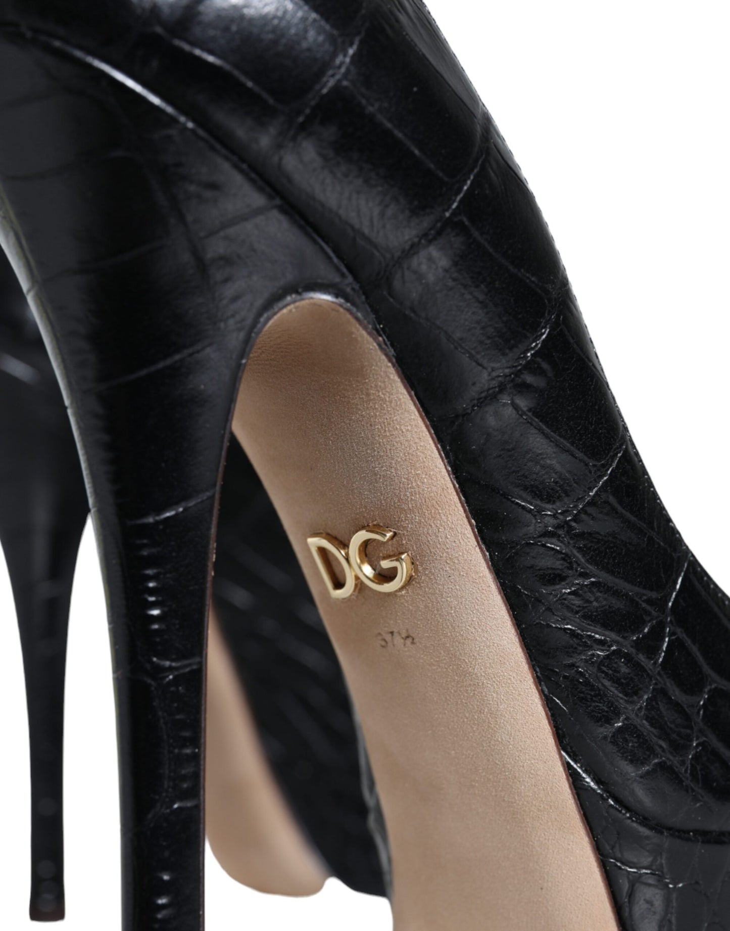 Dolce & Gabbana Black Leather Platform Heels Pumps Shoes Dolce & Gabbana