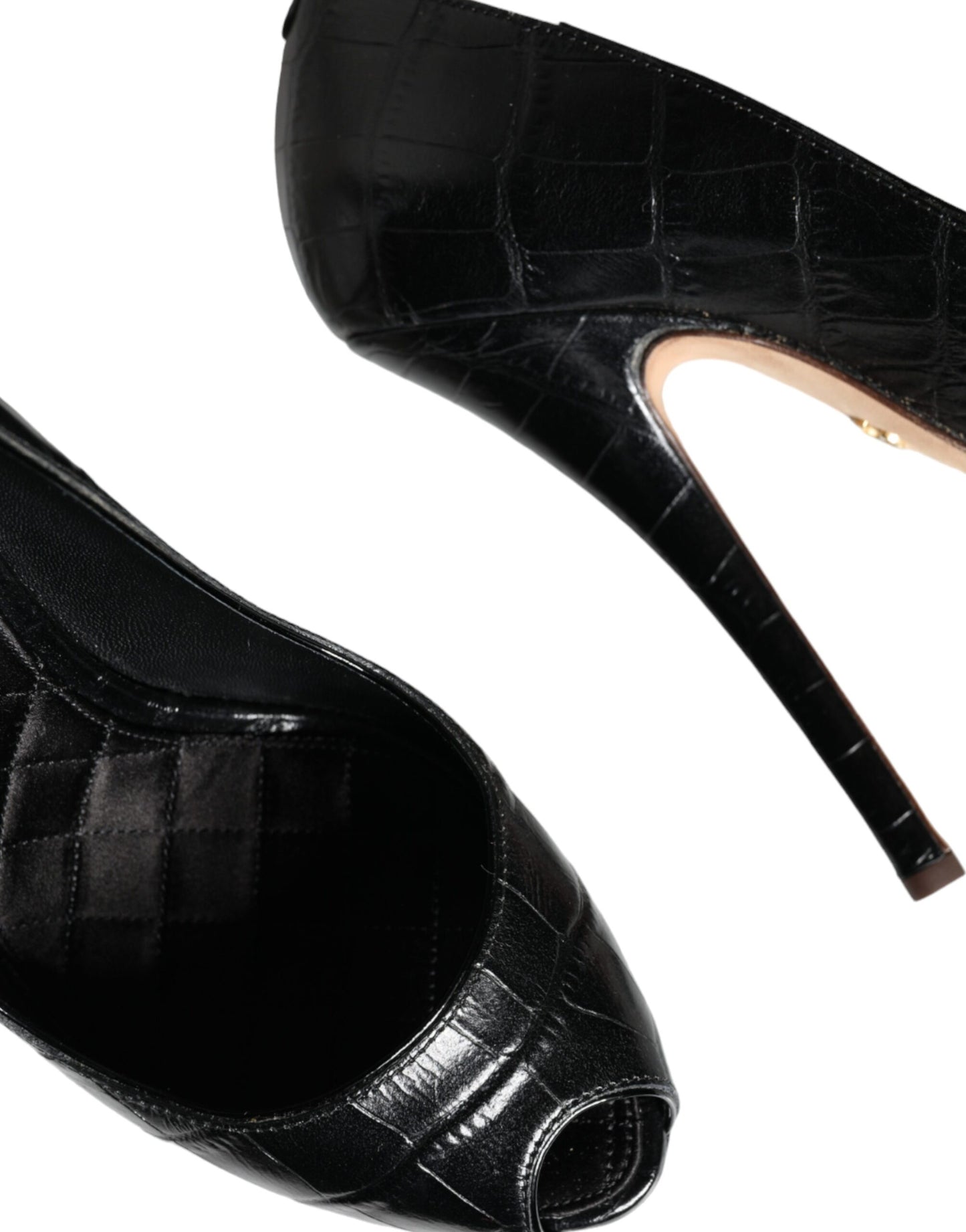 Dolce & Gabbana Black Leather Platform Heels Pumps Shoes Dolce & Gabbana