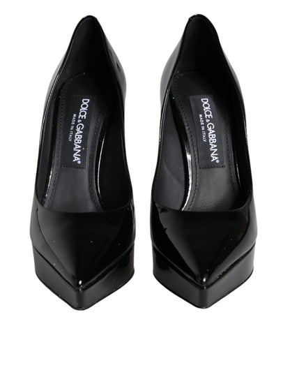 Dolce & Gabbana Black Leather Platform Heels Pumps Shoes Dolce & Gabbana