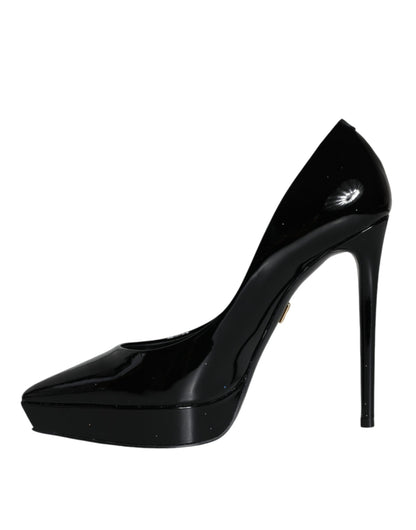 Dolce & Gabbana Black Leather Platform Heels Pumps Shoes Dolce & Gabbana