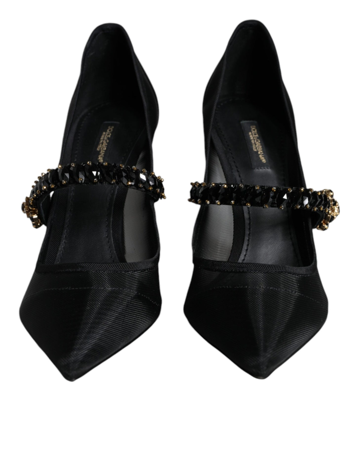 Dolce & Gabbana Black Mesh Mary Jane Crystal Heel Pumps Shoes Dolce & Gabbana