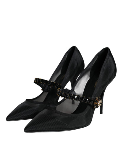 Dolce & Gabbana Black Mesh Mary Jane Crystal Heel Pumps Shoes Dolce & Gabbana