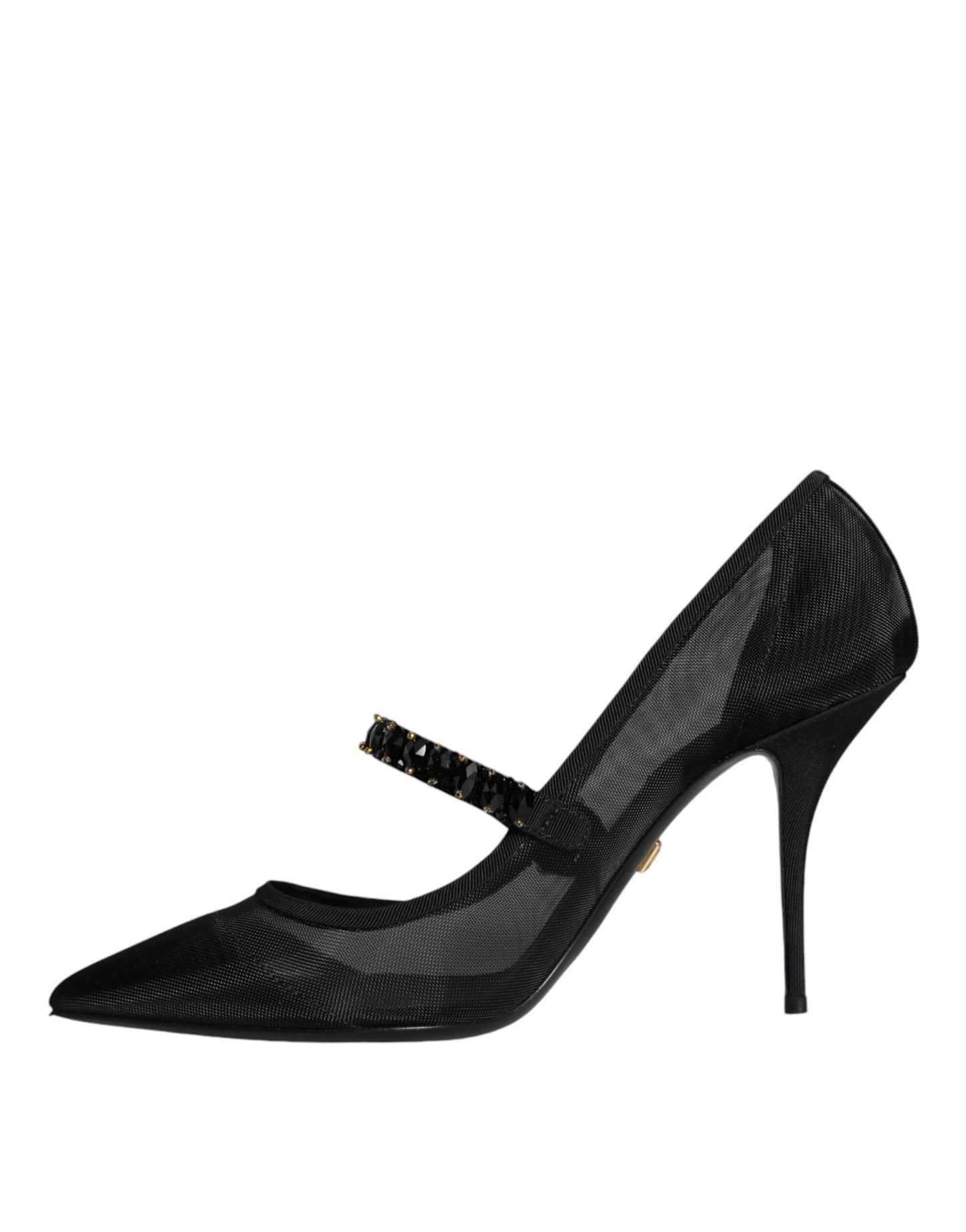 Dolce & Gabbana Black Mesh Mary Jane Crystal Heel Pumps Shoes Dolce & Gabbana