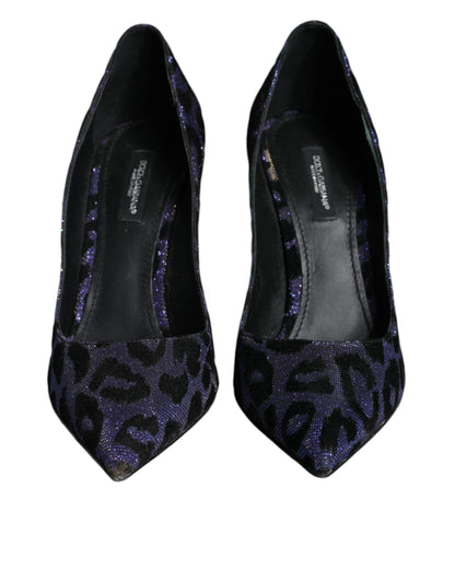 Dolce & Gabbana Violet Leopard Lurex High Heels Pumps Shoes Dolce & Gabbana