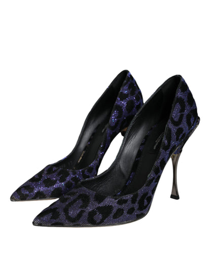 Dolce & Gabbana Violet Leopard Lurex High Heels Pumps Shoes Dolce & Gabbana