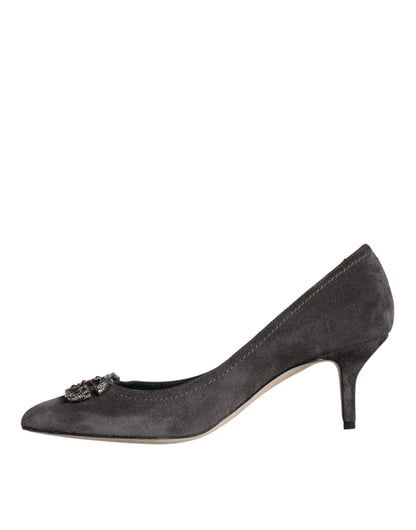 Dolce & Gabbana Gray Amore Suede Bellucci Heels Pumps Shoes Dolce & Gabbana