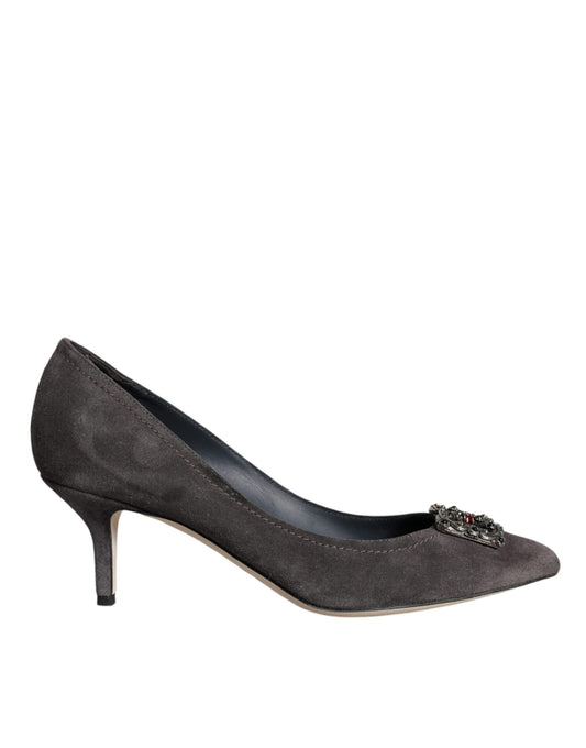 Dolce & Gabbana Gray Amore Suede Bellucci Heels Pumps Shoes Dolce & Gabbana