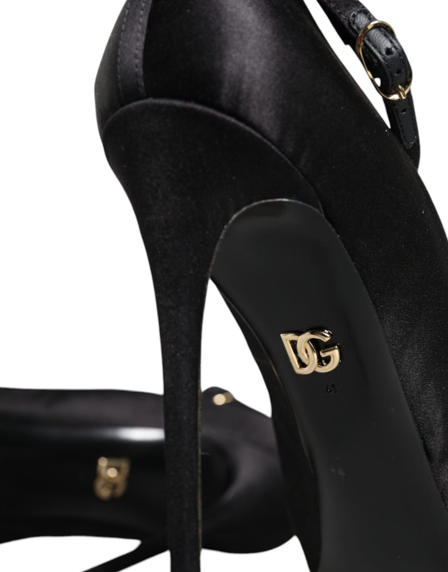 Dolce & Gabbana Black Satin Ankle Strap Heels Pumps Shoes Dolce & Gabbana