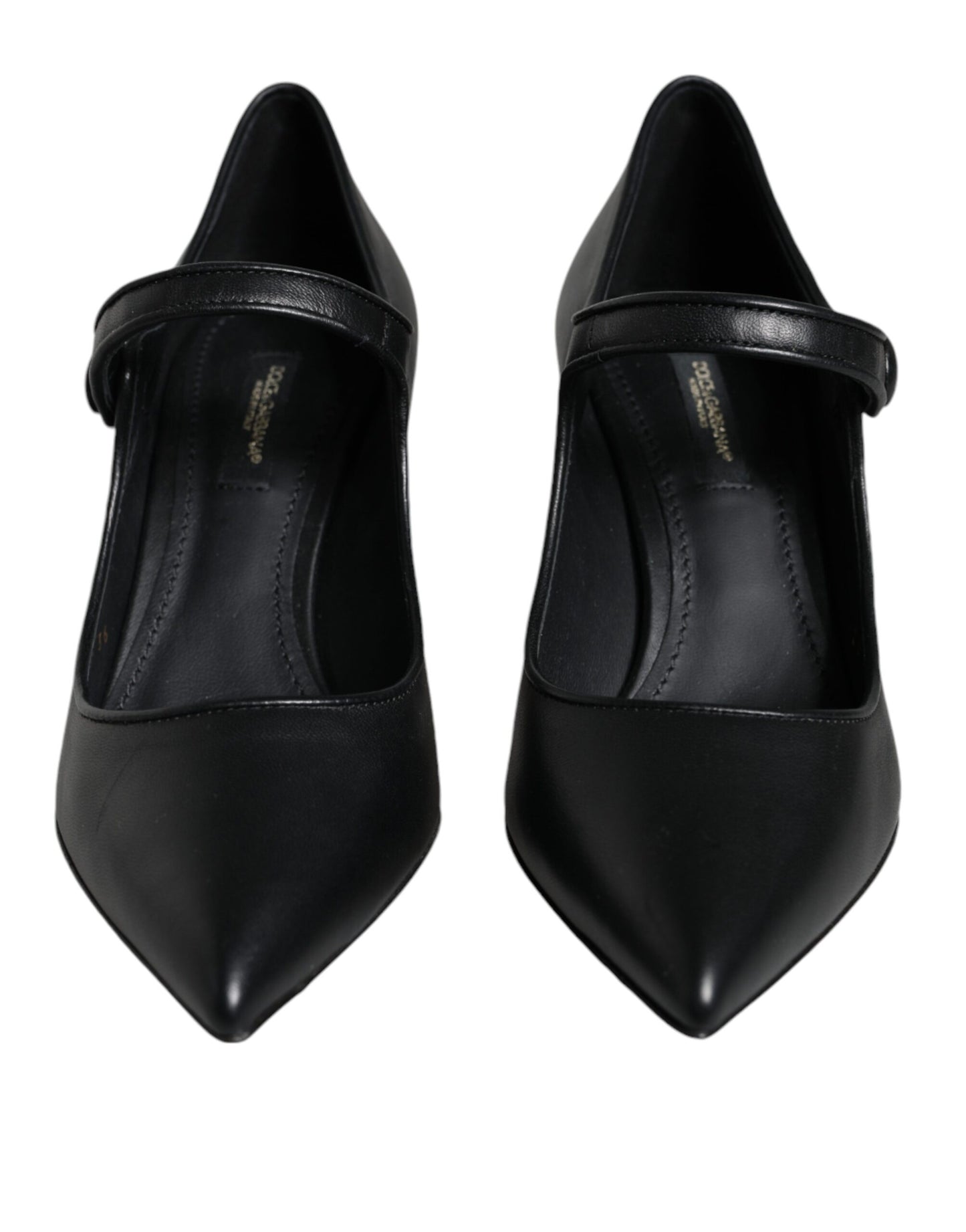 Dolce & Gabbana Black Leather Logo Heels Mary Janes Pumps Shoes Dolce & Gabbana