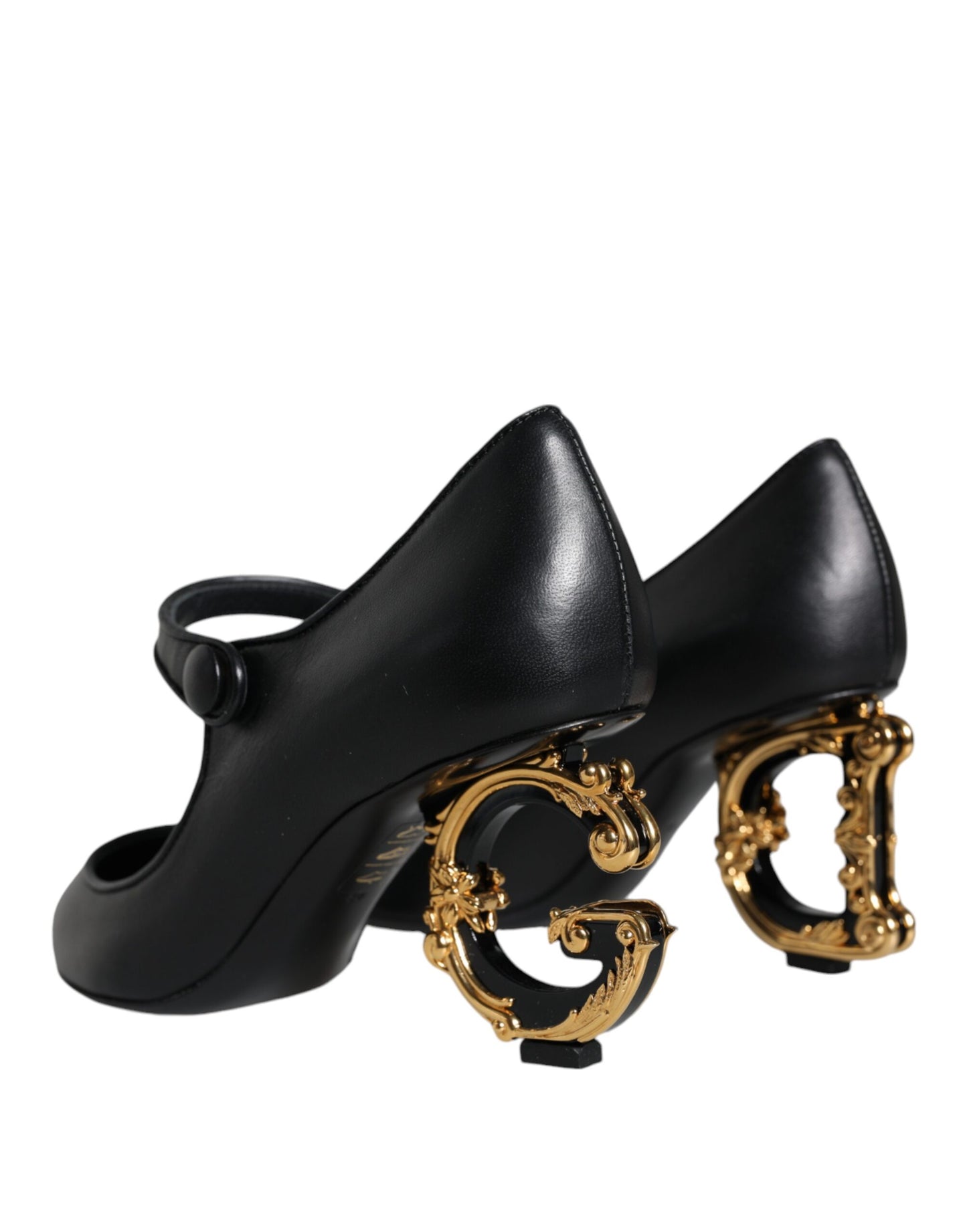 Dolce & Gabbana Black Leather Logo Heels Mary Janes Pumps Shoes Dolce & Gabbana