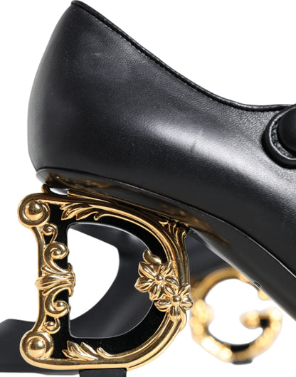 Dolce & Gabbana Black Leather Logo Heels Mary Janes Pumps Shoes Dolce & Gabbana