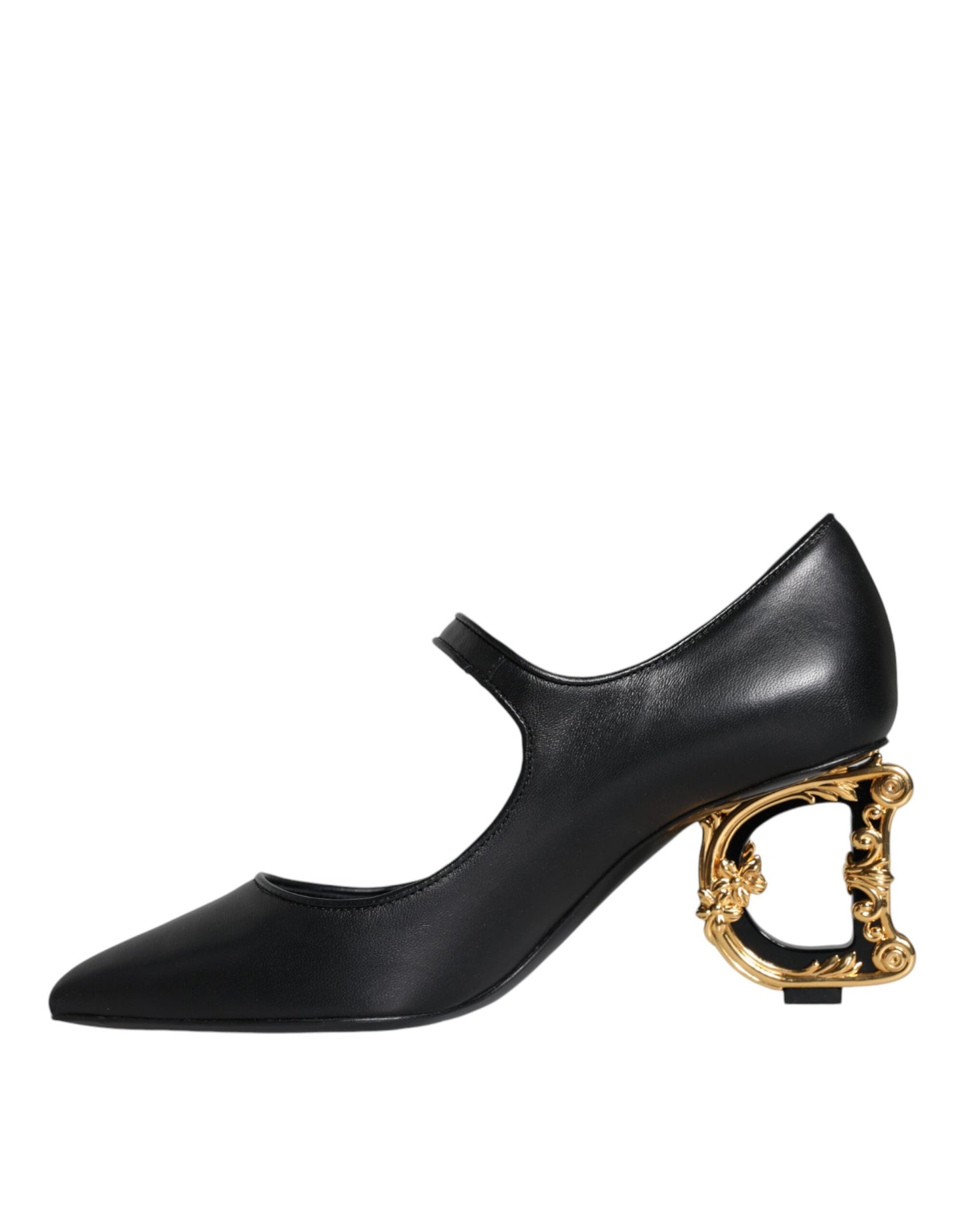 Dolce & Gabbana Black Leather Logo Heels Mary Janes Pumps Shoes Dolce & Gabbana