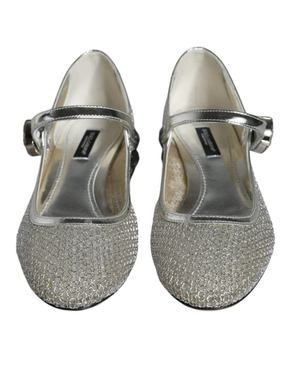 Dolce & Gabbana Silver Mesh Crystal Mary Jane Pumps Shoes Dolce & Gabbana