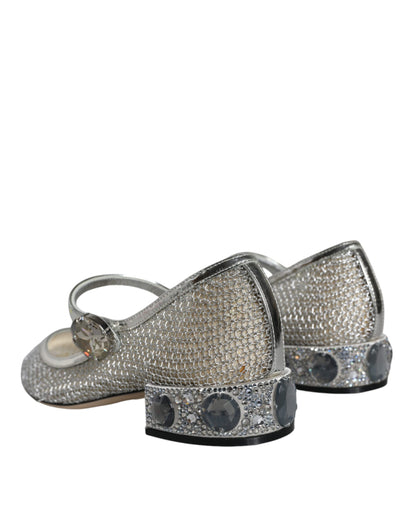 Dolce & Gabbana Silver Mesh Crystal Mary Jane Pumps Shoes Dolce & Gabbana