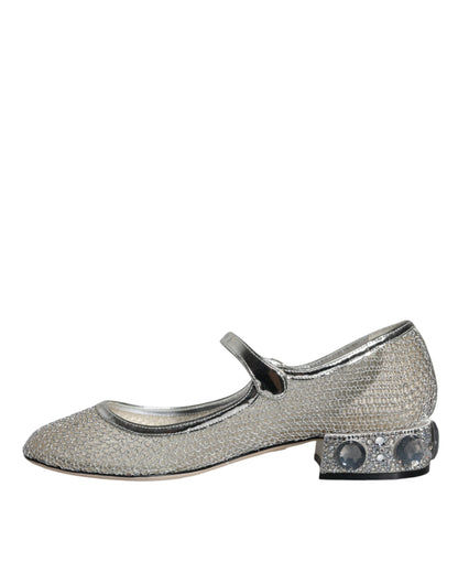 Dolce & Gabbana Silver Mesh Crystal Mary Jane Pumps Shoes Dolce & Gabbana