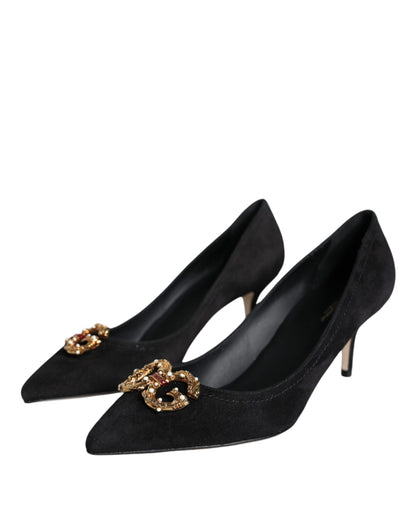 Dolce & Gabbana Black Amore Suede Bellucci Heels Pumps Shoes Dolce & Gabbana