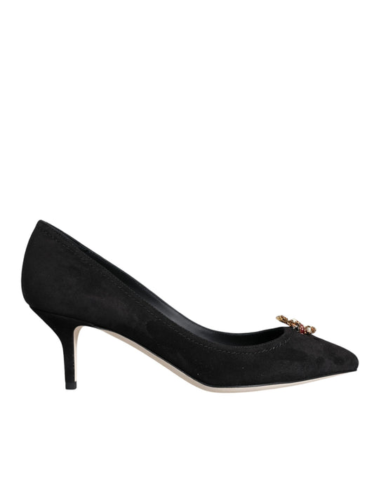 Dolce & Gabbana Black Amore Suede Bellucci Heels Pumps Shoes Dolce & Gabbana