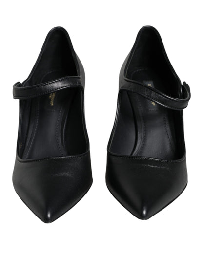 Dolce & Gabbana Black Leather Logo Heels Mary Janes Pumps Shoes Dolce & Gabbana