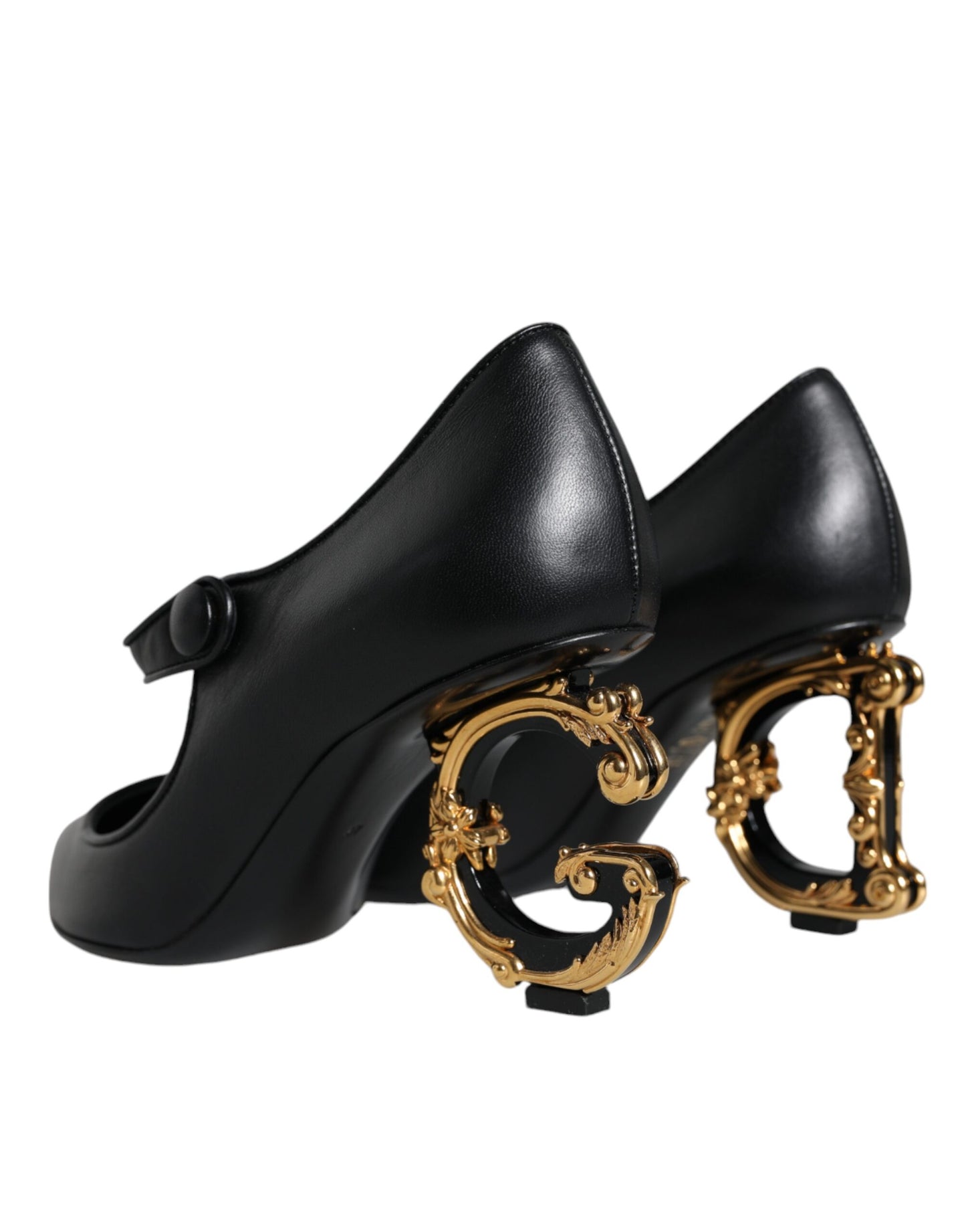 Dolce & Gabbana Black Leather Logo Heels Mary Janes Pumps Shoes Dolce & Gabbana