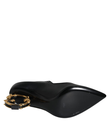 Dolce & Gabbana Black Leather Logo Heels Mary Janes Pumps Shoes Dolce & Gabbana