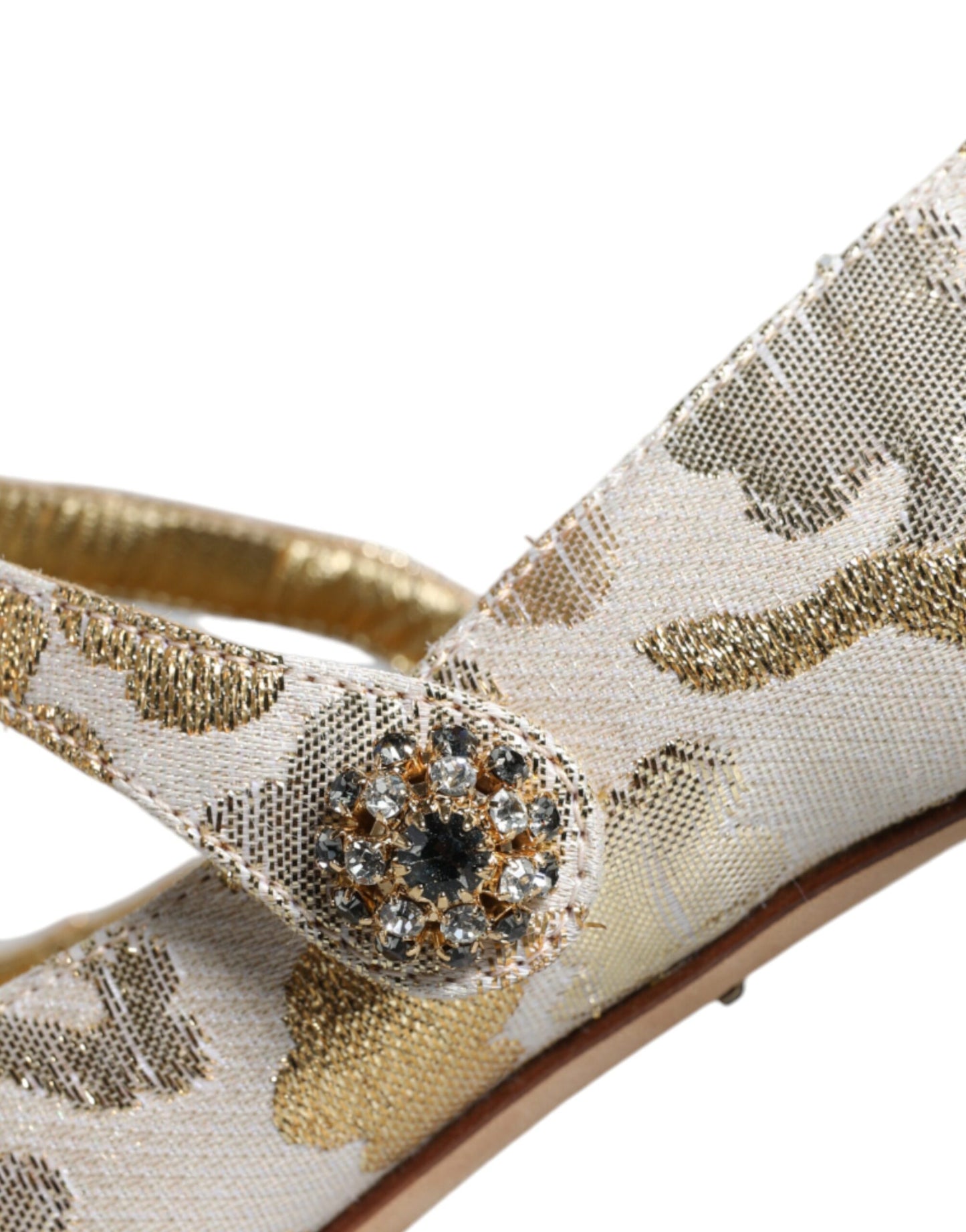 Dolce & Gabbana Gold Jacquard Crystal Mary Janes Pumps Shoes Dolce & Gabbana