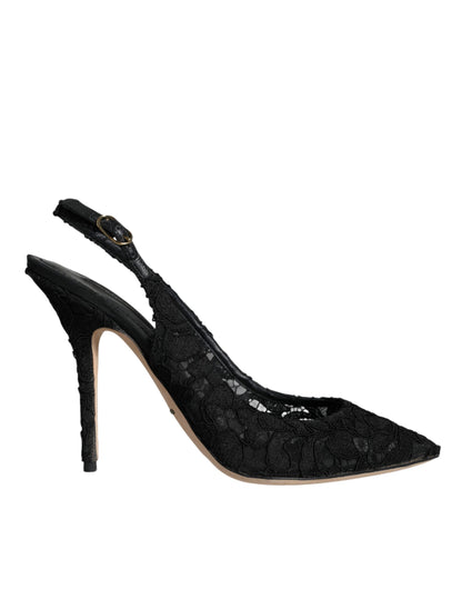 Dolce & Gabbana Black Taormina Lace Bellucci Slingbacks Shoes Dolce & Gabbana