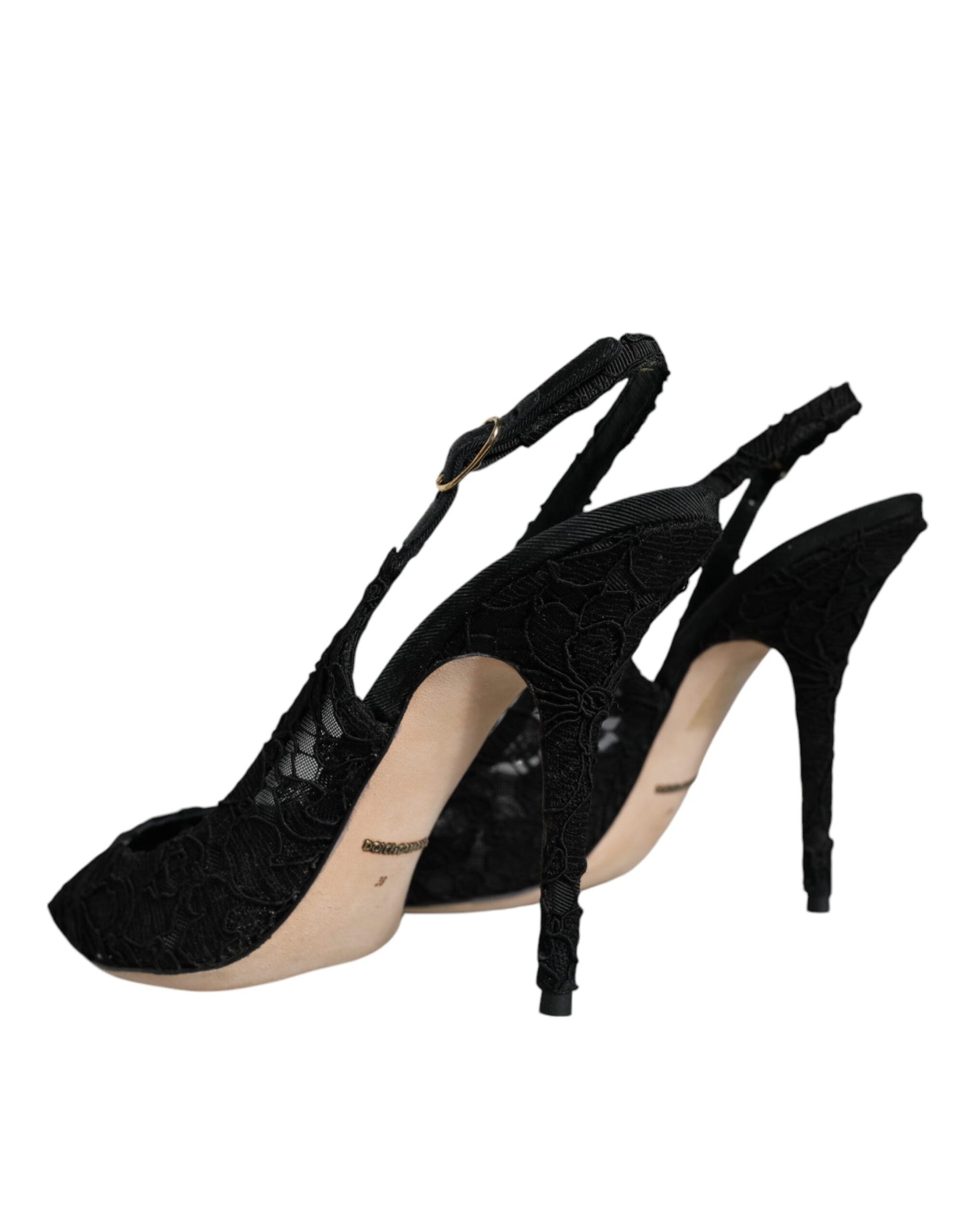 Dolce & Gabbana Black Taormina Lace Bellucci Slingbacks Shoes Dolce & Gabbana