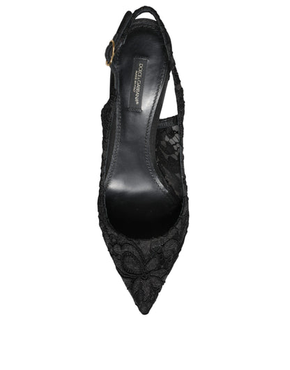 Dolce & Gabbana Black Taormina Lace Bellucci Slingbacks Shoes Dolce & Gabbana