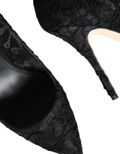 Dolce & Gabbana Black Taormina Lace Bellucci Pumps Shoes Dolce & Gabbana