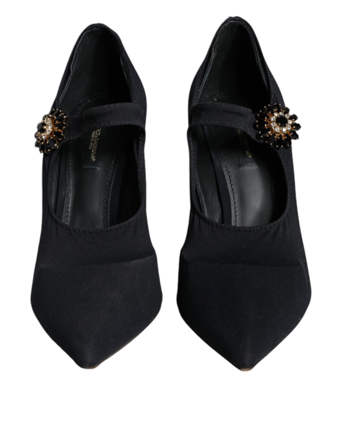 Dolce & Gabbana Black Mary Jane Jersey Crystal Pumps Shoes Dolce & Gabbana