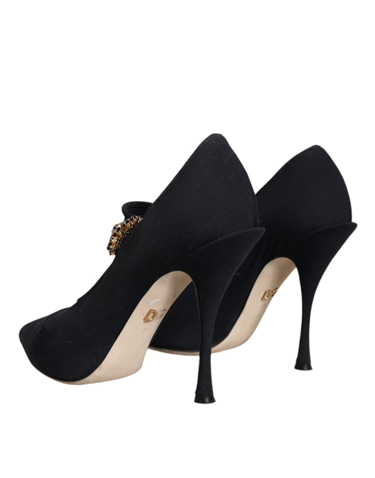 Dolce & Gabbana Black Mary Jane Jersey Crystal Pumps Shoes Dolce & Gabbana