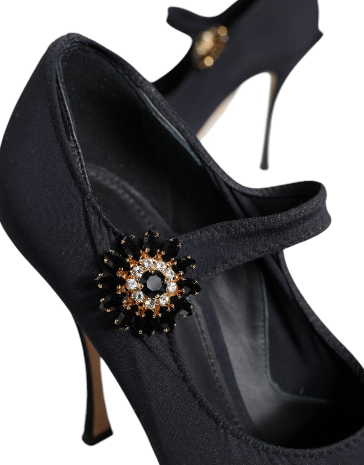 Dolce & Gabbana Black Mary Jane Jersey Crystal Pumps Shoes Dolce & Gabbana