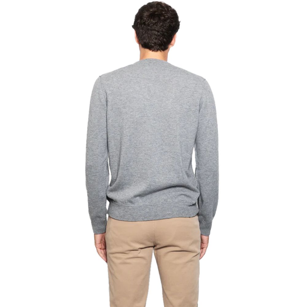 Alpha Studio Gray Wool Mens Crewneck Sweater