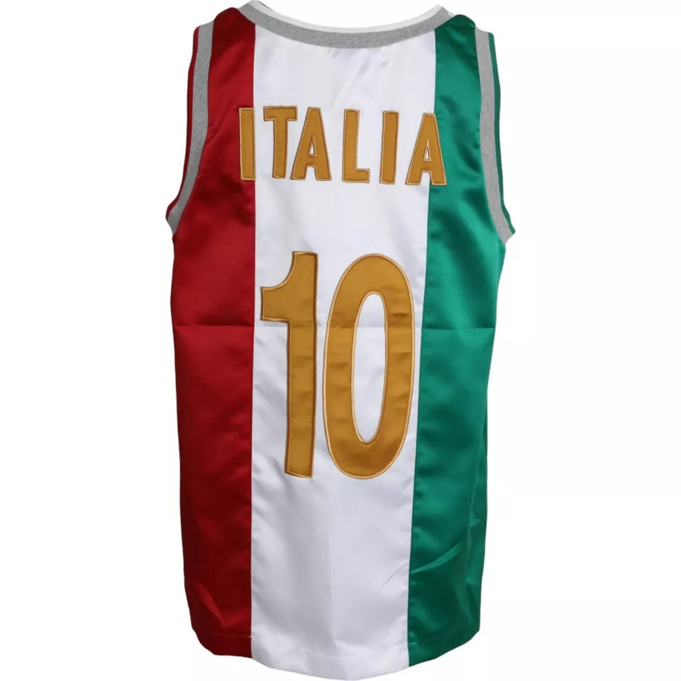 Dolce & Gabbana White Green Sleeveless Top Italian Flag Basket T-shirt Dolce & Gabbana