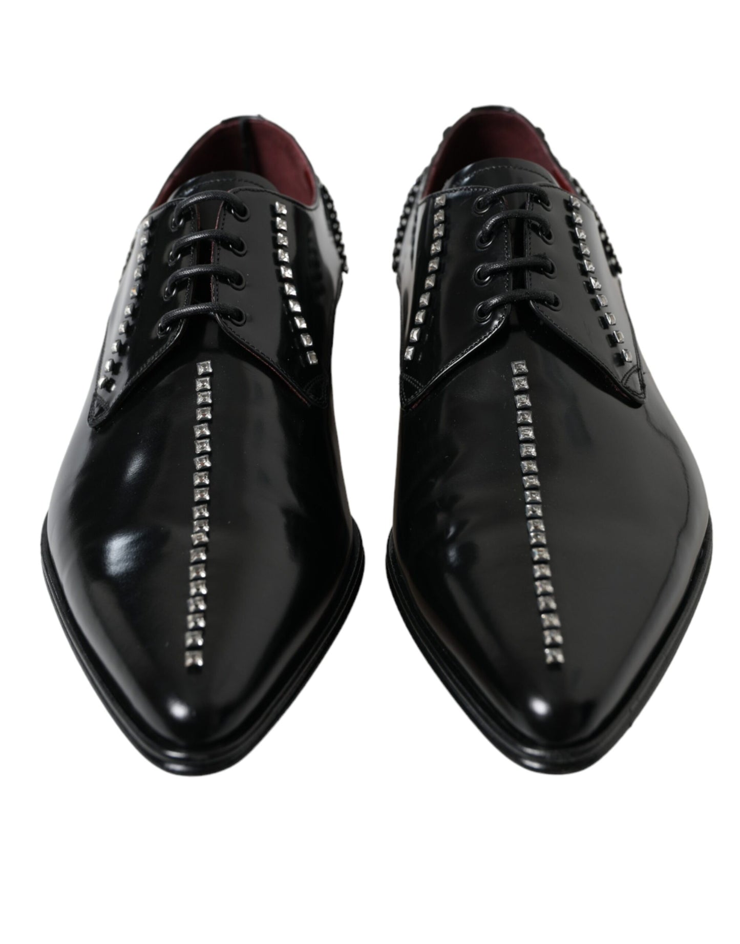 Dolce & Gabbana Black Leather Crystal Dress Formal Shoes Dolce & Gabbana