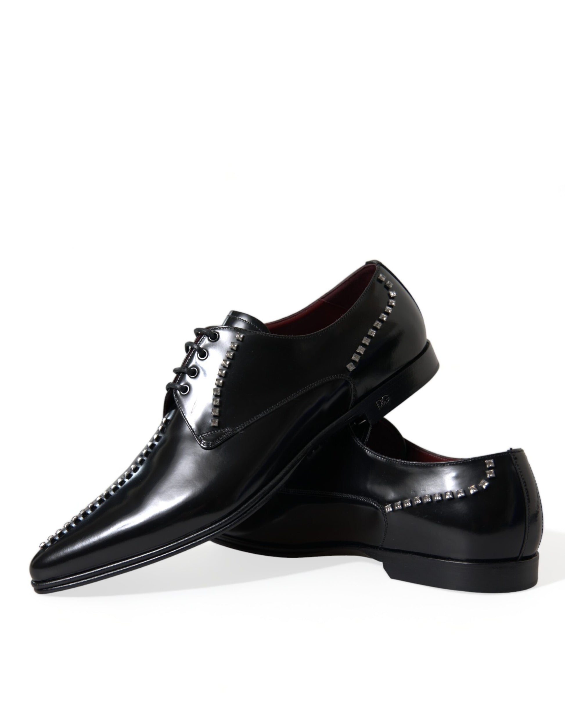 Dolce & Gabbana Black Leather Crystal Dress Formal Shoes