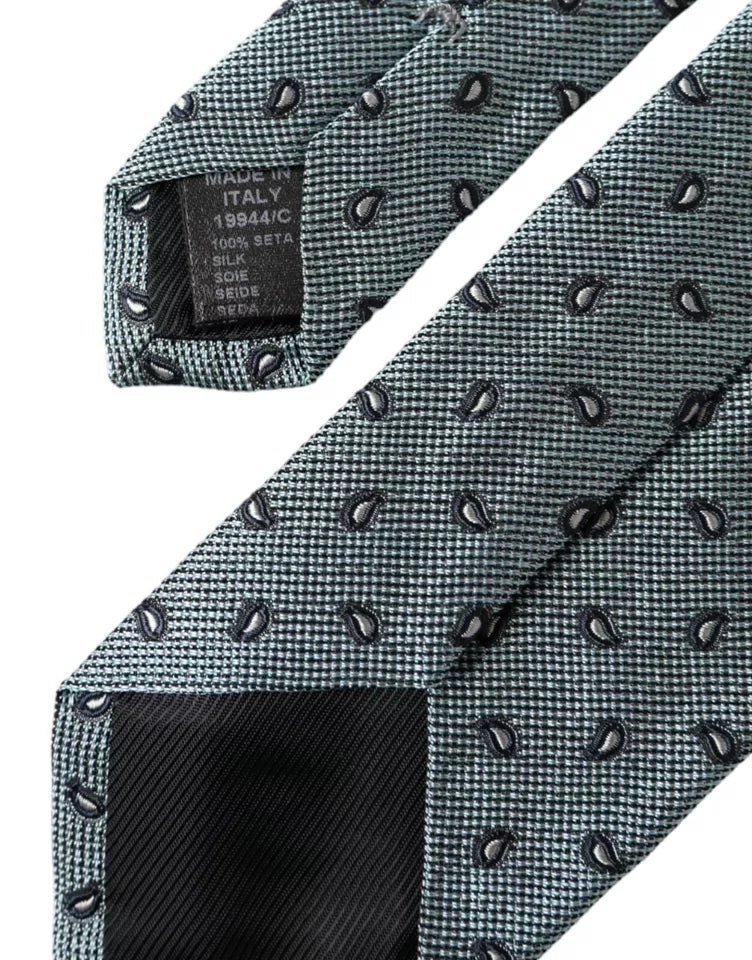 Dolce & Gabbana Green 100% Silk Patterned Adjustable Men Tie Dolce & Gabbana