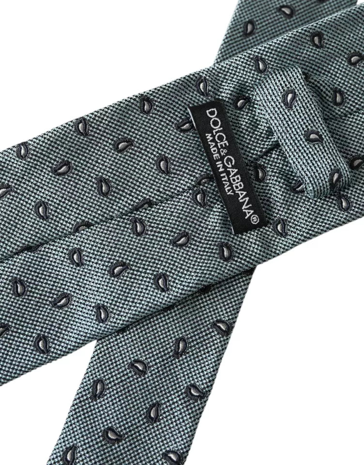 Dolce & Gabbana Green 100% Silk Patterned Adjustable Men Tie Dolce & Gabbana