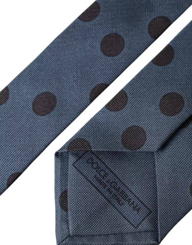 Dolce & Gabbana Blue Black Silk Polka Dot Adjustable Men Tie