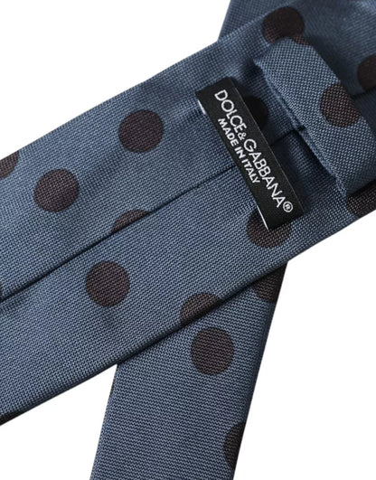 Dolce & Gabbana Blue Black Silk Polka Dot Adjustable Men Tie Dolce & Gabbana