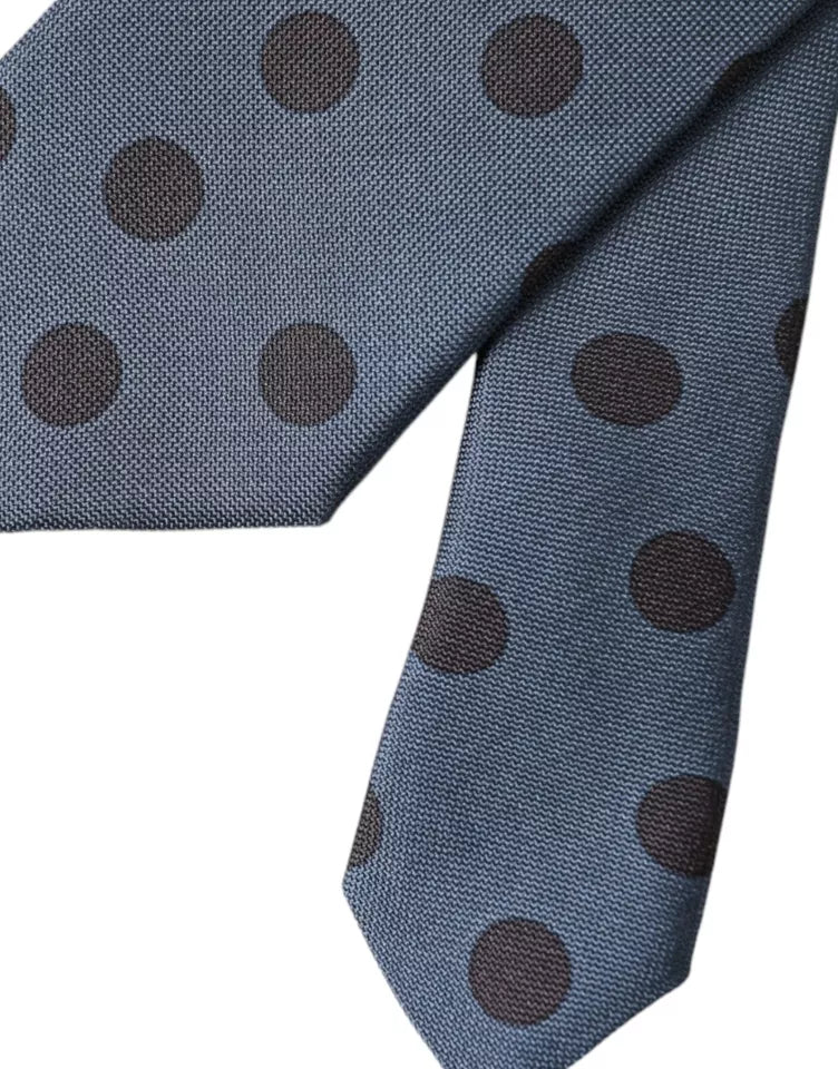 Dolce & Gabbana Blue Black Silk Polka Dot Adjustable Men Tie Dolce & Gabbana