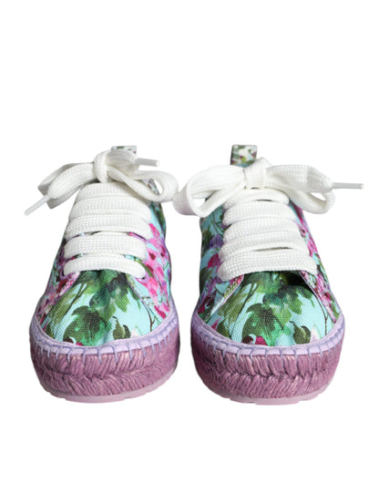 Dolce & Gabbana Multicolor Canvas Floral Espadrilles Sneakers Shoes Dolce & Gabbana