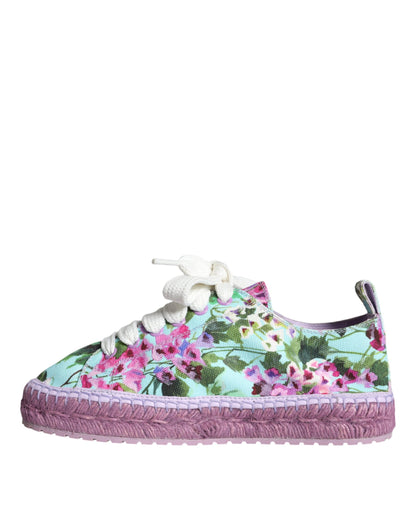 Dolce & Gabbana Multicolor Canvas Floral Espadrilles Sneakers Shoes Dolce & Gabbana