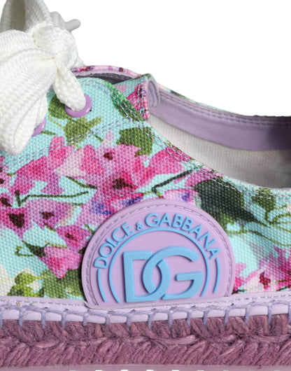 Dolce & Gabbana Multicolor Canvas Floral Espadrilles Sneakers Shoes Dolce & Gabbana