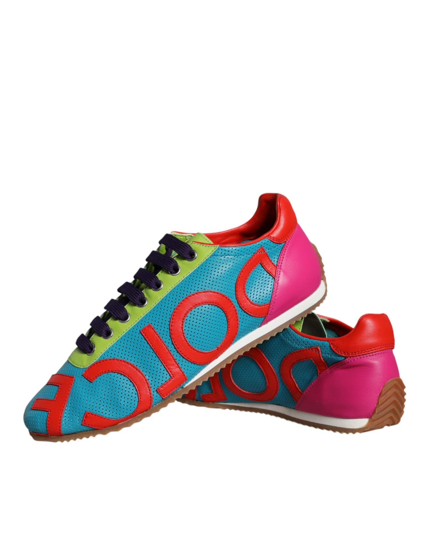 Dolce & Gabbana Multicolor Leather Logo Casual Sneakers Shoes Dolce & Gabbana