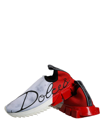 Dolce & Gabbana Red White Logo Sorrento Sneakers Shoes Dolce & Gabbana