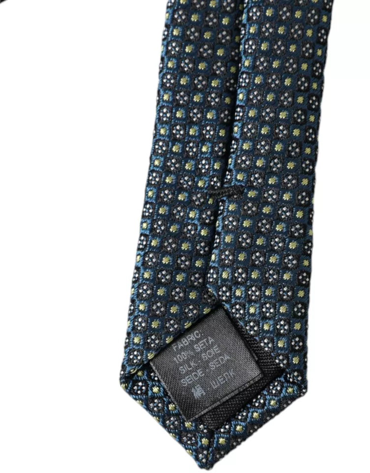 Dolce & Gabbana Green Patterned 100% Silk Adjustable Men Tie Dolce & Gabbana