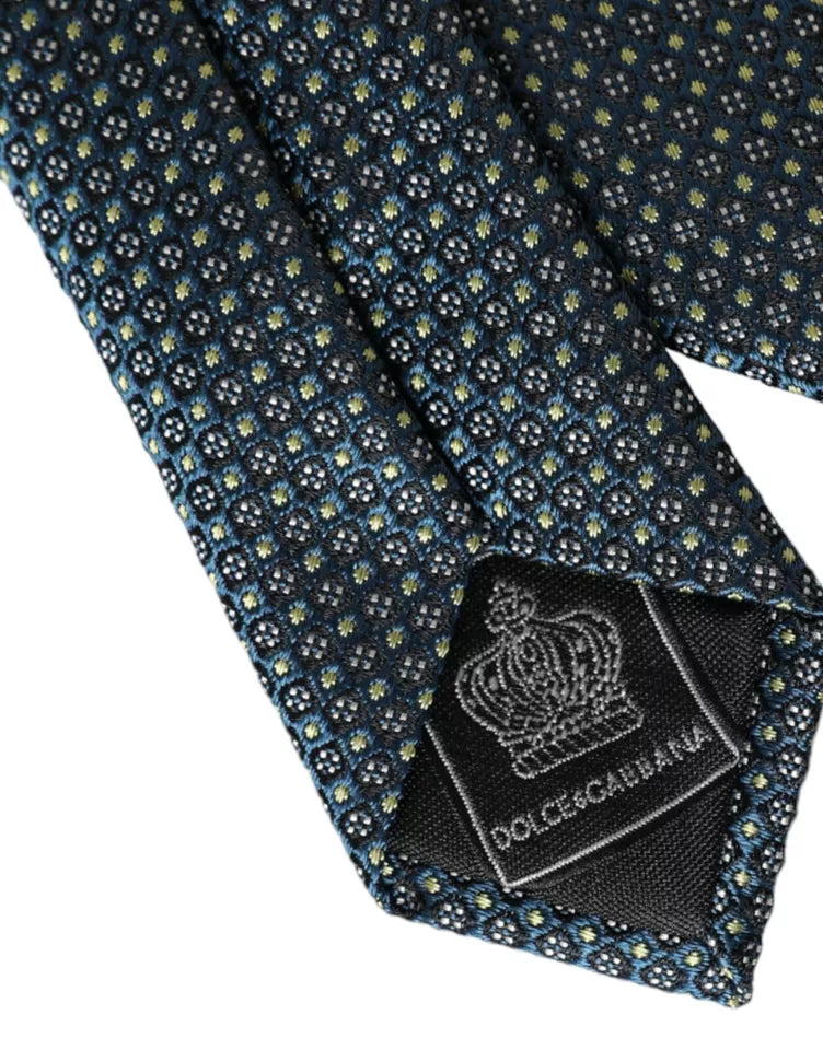 Dolce & Gabbana Green Patterned 100% Silk Adjustable Men Tie Dolce & Gabbana