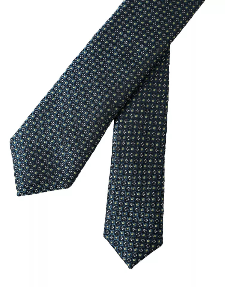 Dolce & Gabbana Green Patterned 100% Silk Adjustable Men Tie Dolce & Gabbana